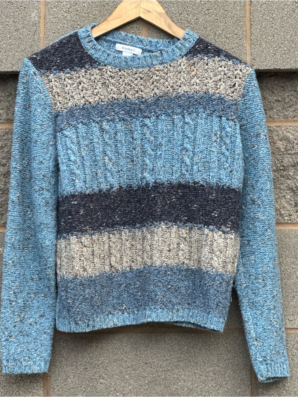Women’s Dressbarn Blue Chunky Mixed Texture Cable Knit Sweater Medium